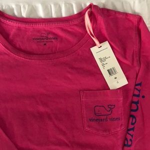 Vineyard Vines Hot Pink Long Sleeve Pocket Tee